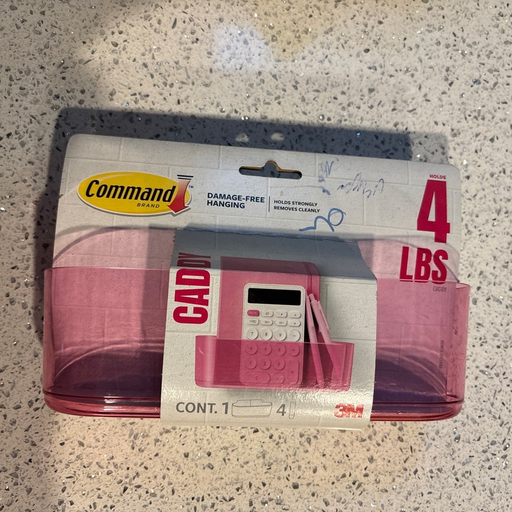 NEW Command Caddy RARE Clear Pink 4 lb Capacity College Teen Tween Storage Girls